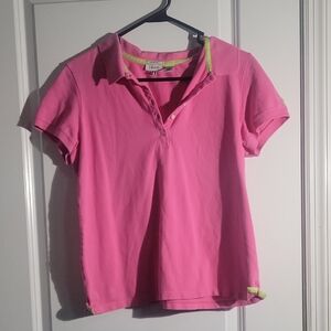 Izod Polo Shirt in Pink with Neon Accents Sz Large